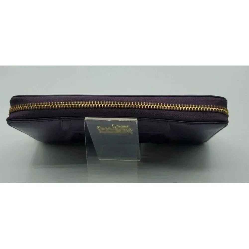 Coach Purple Soft Leather Zip Around Wallet Billfold
